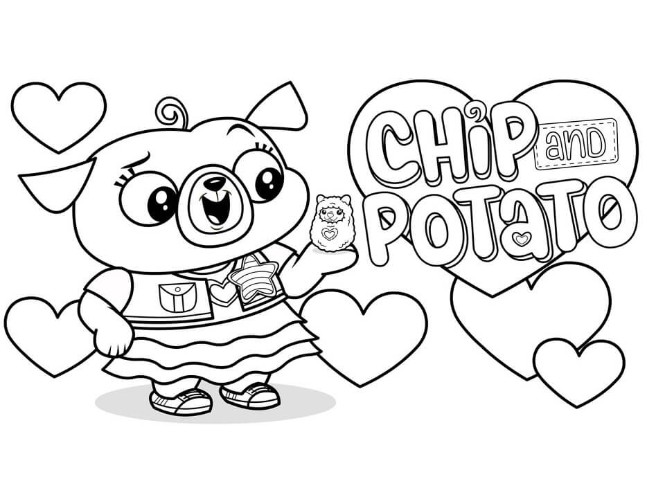 Adorable Chip and Potato Coloring Page