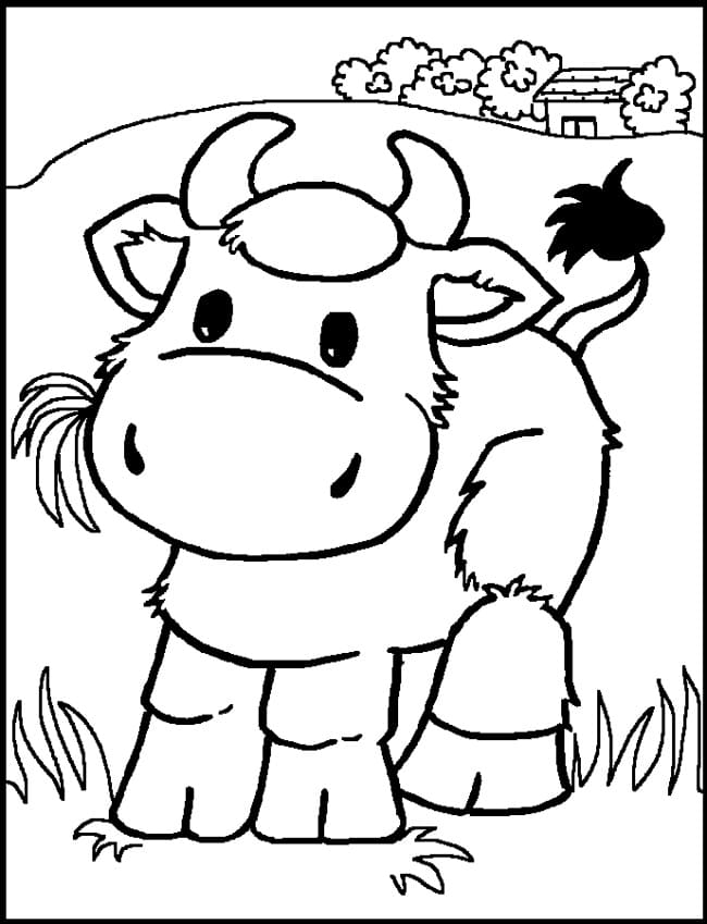 Adorable Cow Coloring Page