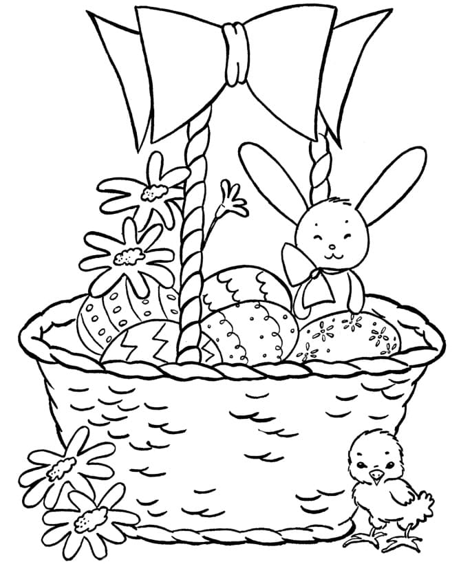 Adorable Easter Basket Coloring Page