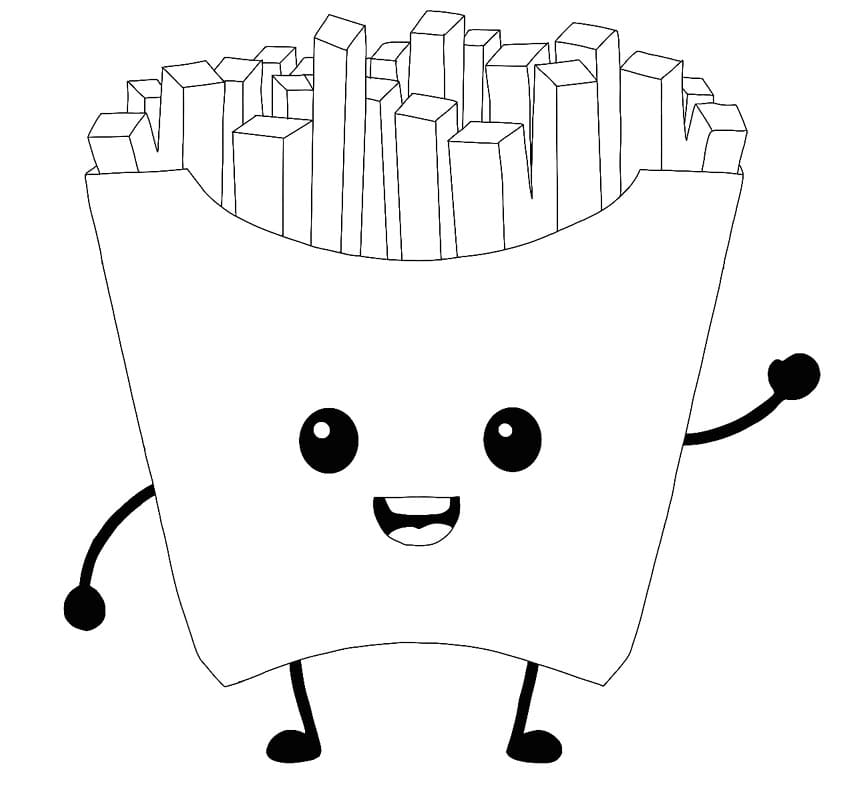 Adorable French Fries Coloring Page