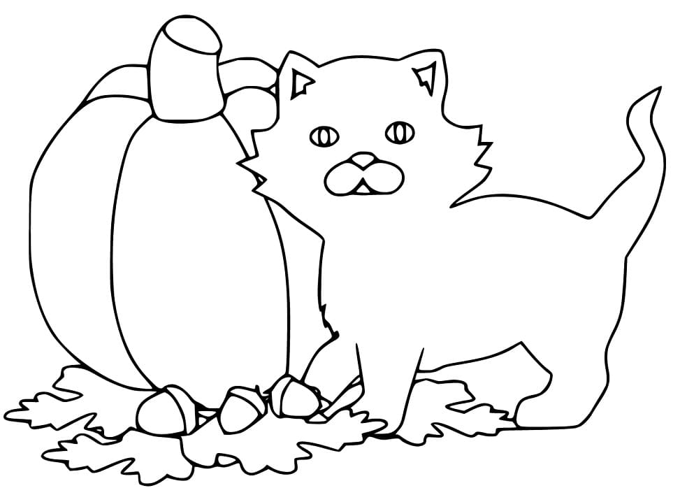 Adorable Hallween Cat Coloring Page