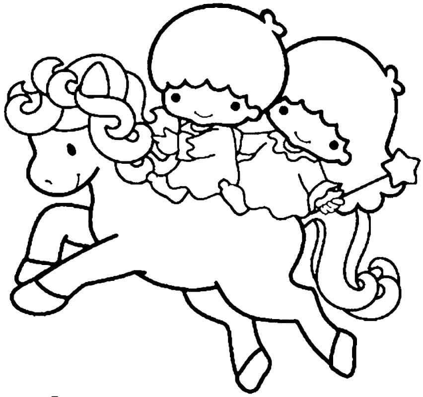 Adorable Little Twin Stars Coloring Page