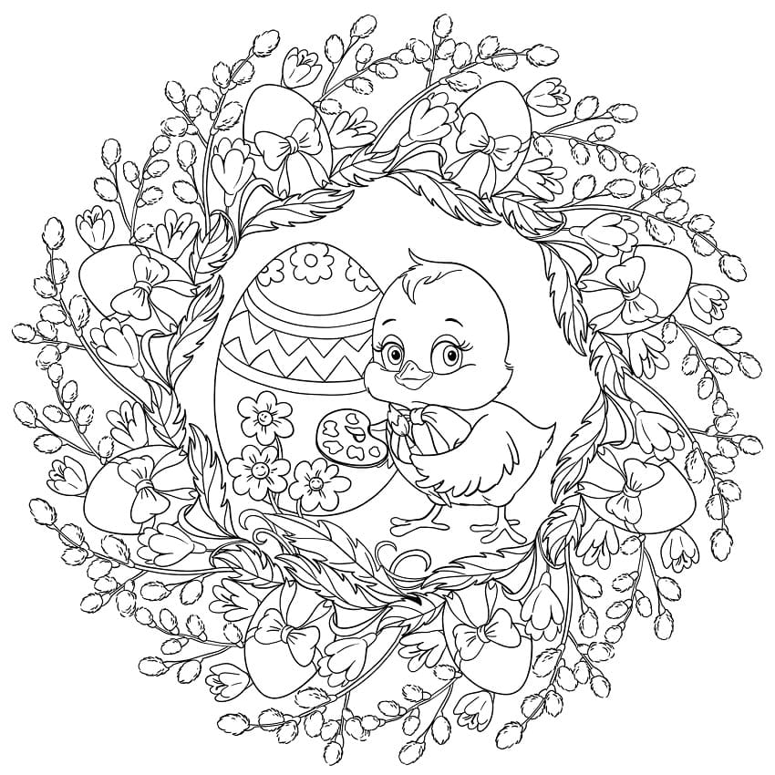Adorable Mandala Easter Coloring Page