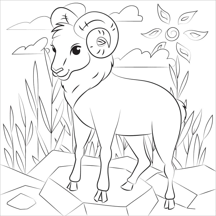 Adorable Ram Coloring Page