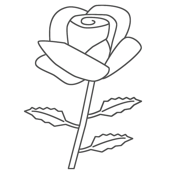 Adorable Rose For Kid Coloring Page
