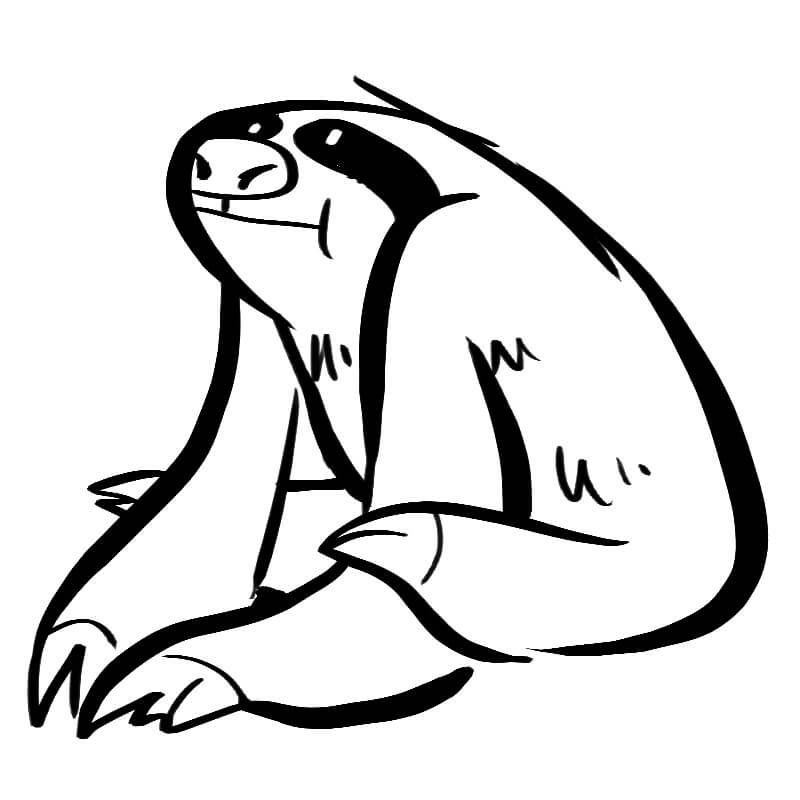 Adorable Sloth Coloring Page