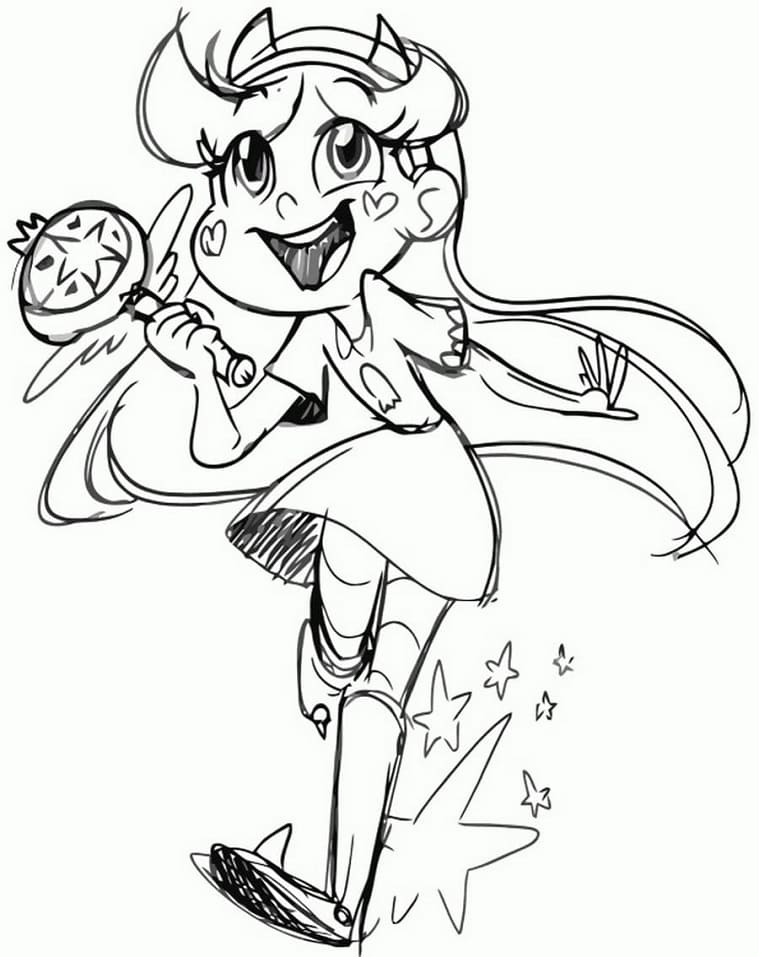 Adorable Star Butterfly Coloring Page