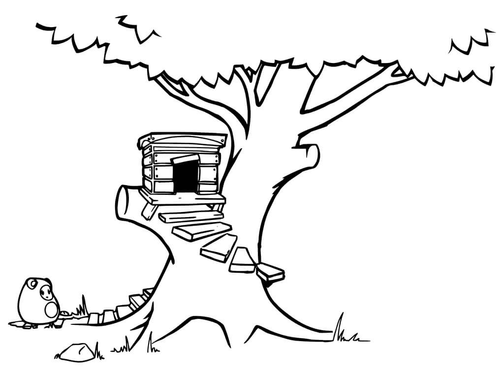 Adorable Treehouse Coloring Page