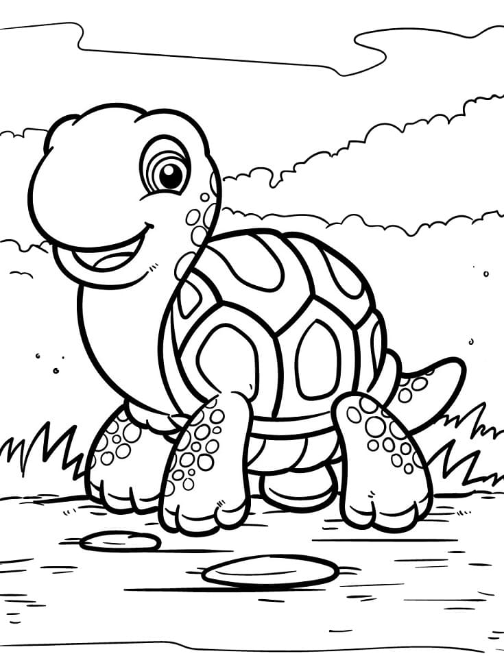 Adorable Turtle coloring page