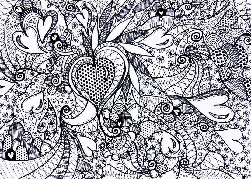 Adult Heart Love Valentin Day Coloring Page