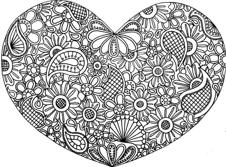 Adult Mandala Heart Love 2016 Coloring Page