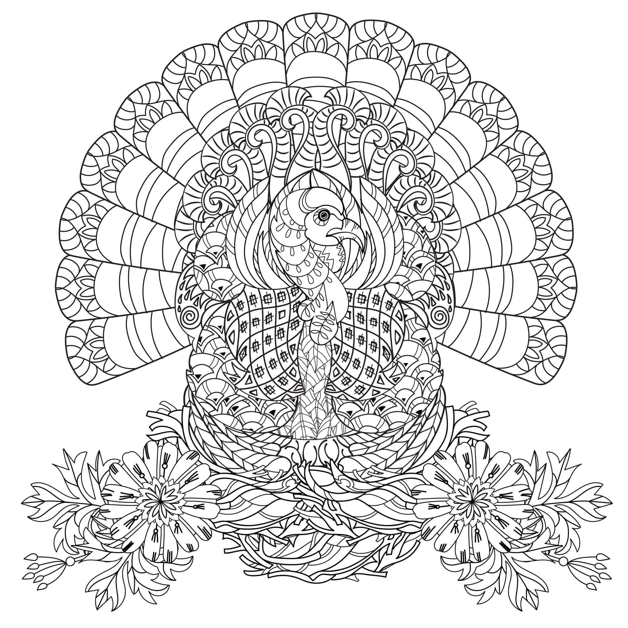 Adult Thanksgiving Turkey Coloring Page