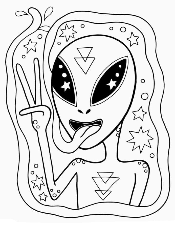 Aestheic Alien Coloring Page