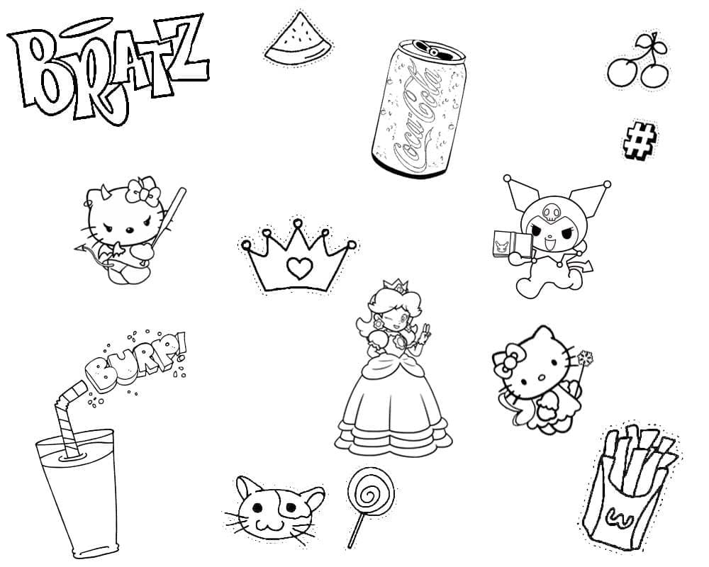 Aestheic Hello Kitty for Girls Coloring Page