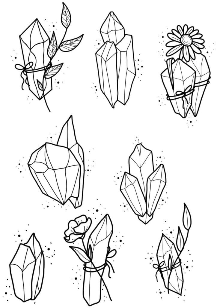 Aestheics Crystals Coloring Page