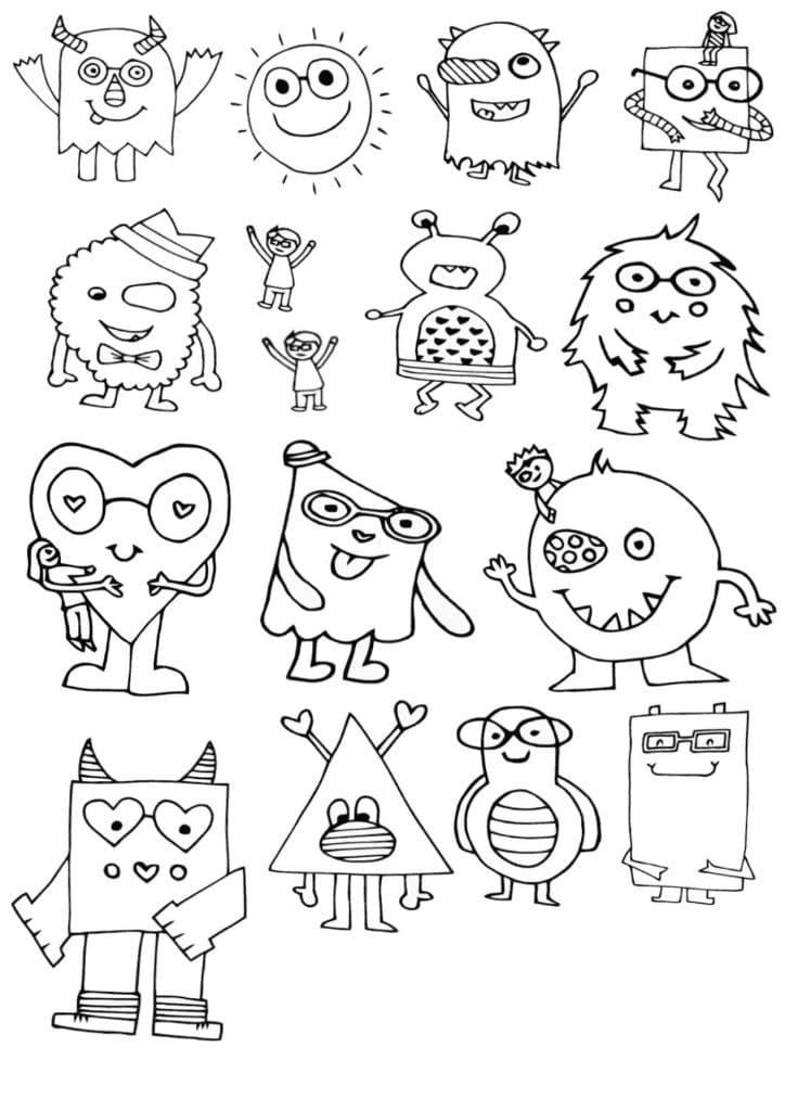 Aestheics Cute Monsters Coloring Page