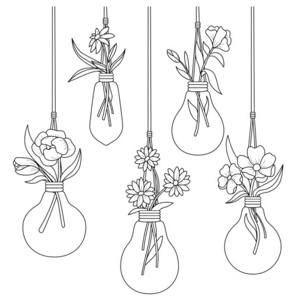 Aestheics Flowers Coloring Page