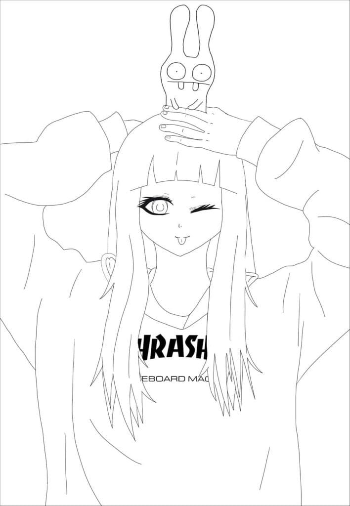 Aestheics Stylish Girl Coloring Page