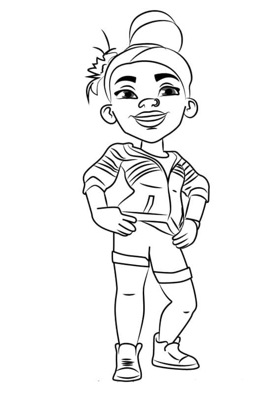 Aina from Subway Surfers Coloring Page