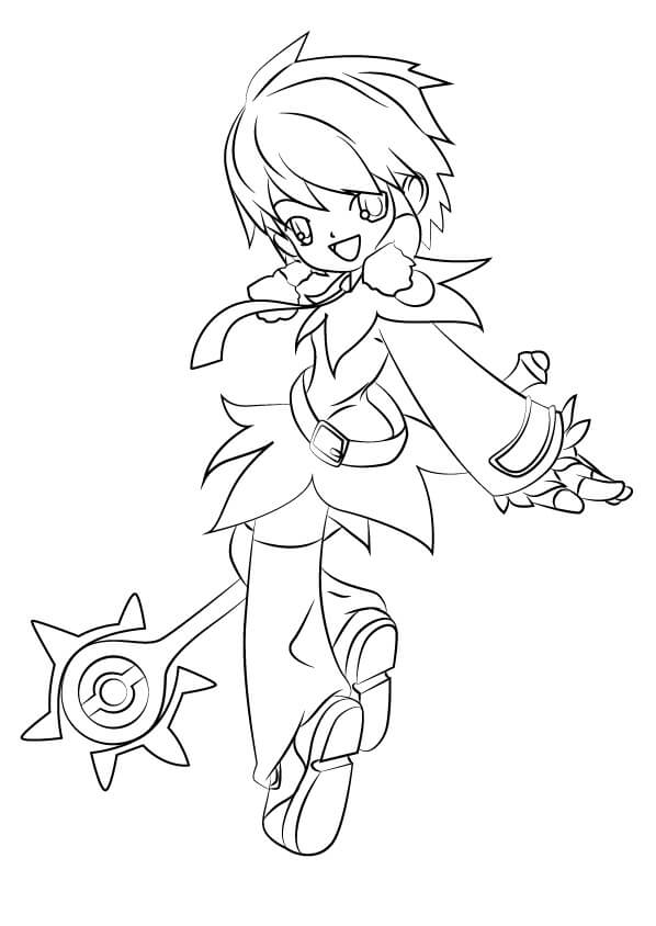 Aisha from Elsword Coloring Page
