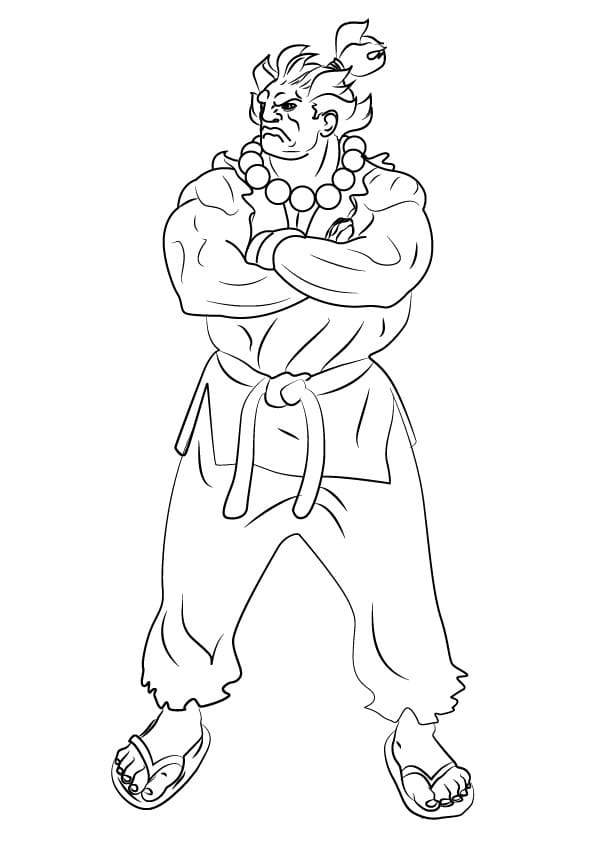 Akuma from Street Fighter Coloring Page