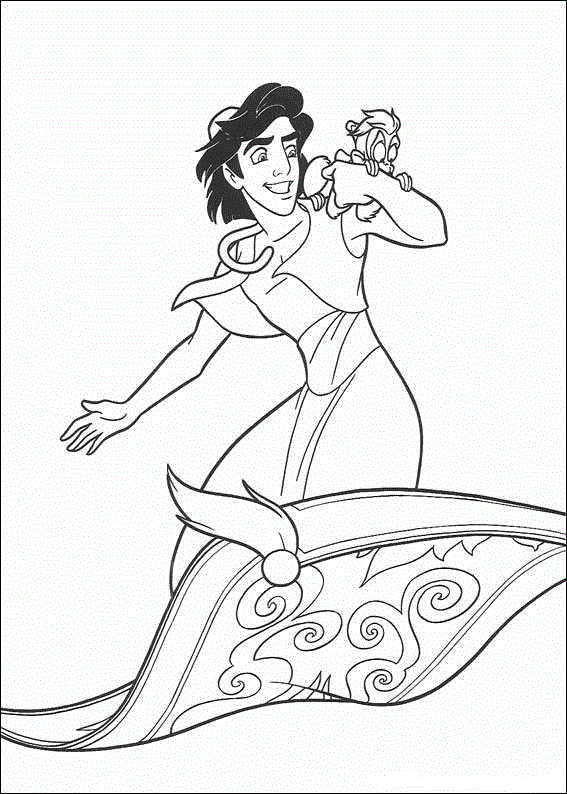 Aladdin And Abu On Flying Carpet Disney Coloring Pages08a0 Coloring Page