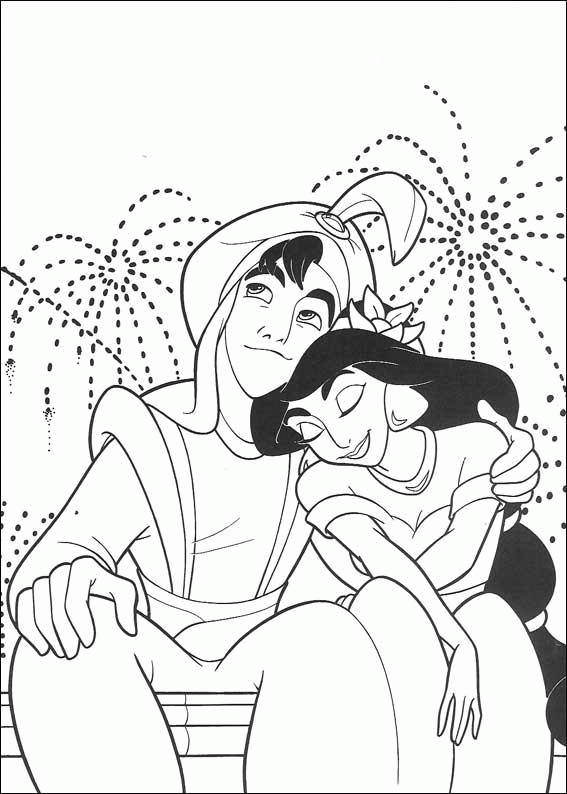 Aladdin And Fireworks Disney Coloring Pages Coloring Page