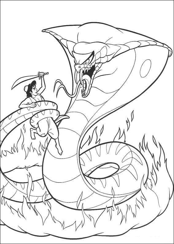 Aladdin And Huge Snake Disney Coloring Pagesf2e6