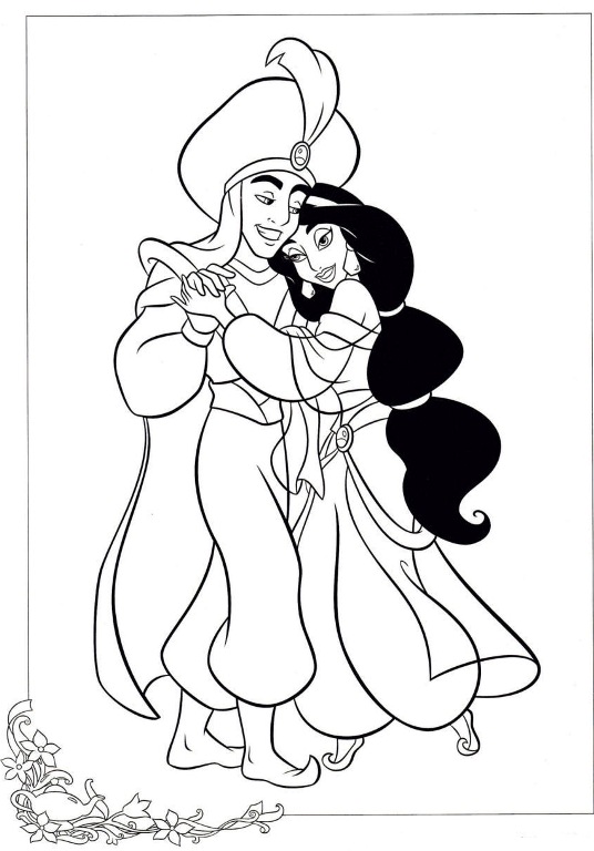 Aladdin And Jasmine Dancing Disney Princess Coloring Pages6b61 Coloring Page