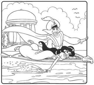 Aladdin And Jasmine Flying On River Disney Princess
