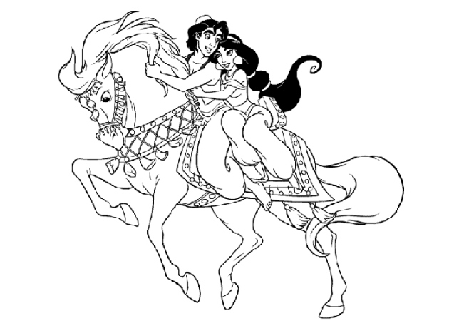 Aladdin And Jasmine On Horse Disney Coloring Pagesbc32 Coloring Page