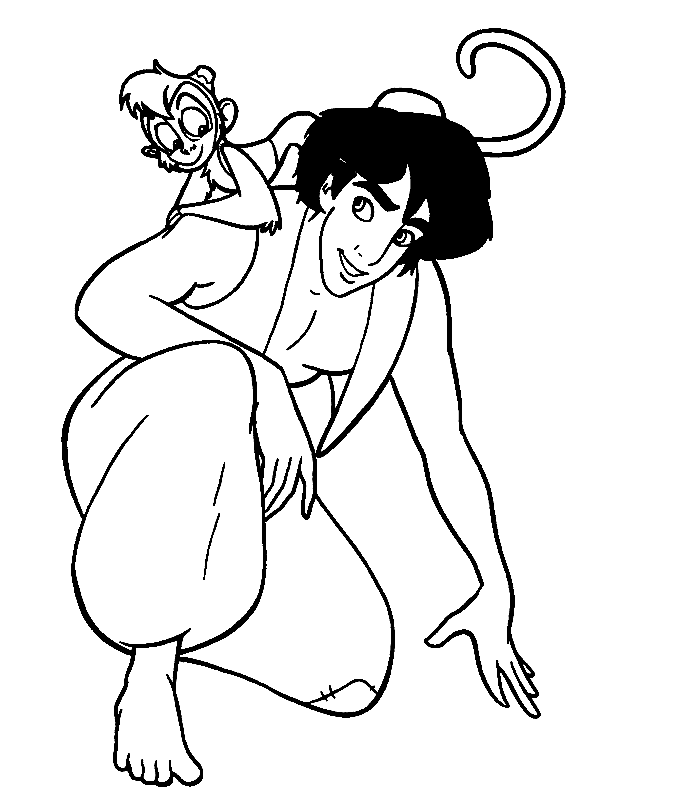 Aladdin Carry Abu Disney Coloring Pages44b6