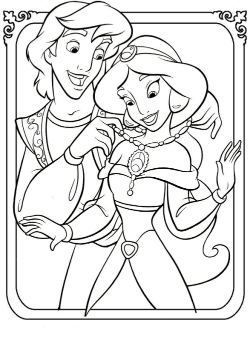 Aladdin Gives Jasmine A Neckle Disney Princess Coloring Pages6c21 Coloring Page