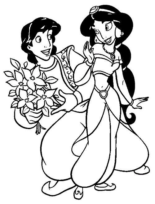 Aladdin Gives Jasmine Flowers Disney Coloring Pages14a4 Coloring Page