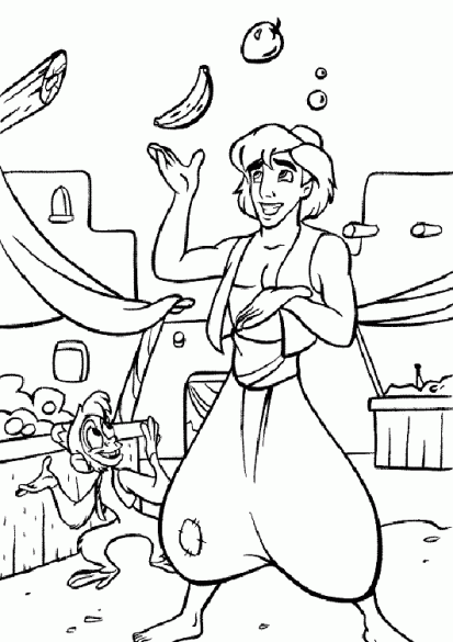 Aladdin Juggling Disney Coloring Pages5455