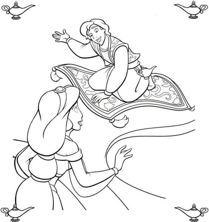 Aladdin Offers A Ride Disney Coloring Pages259a Coloring Page