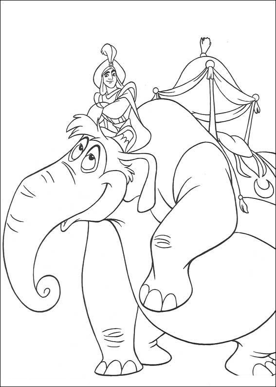 Aladdin On An Elephant Disney Coloring Pages7c55 Coloring Page
