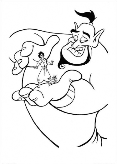 Aladdin On Genies Hand Disney Princess Coloring Pages3372