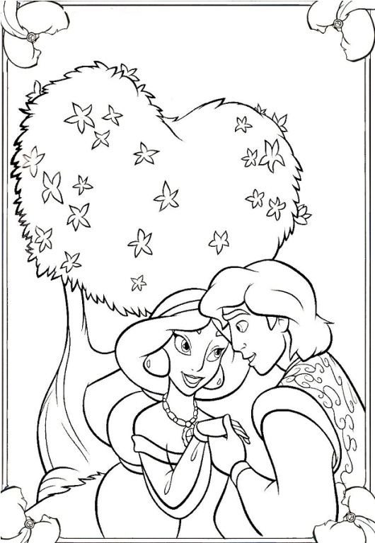 Aladdin Proposing Disney Princess Coloring Pages2257 Coloring Page