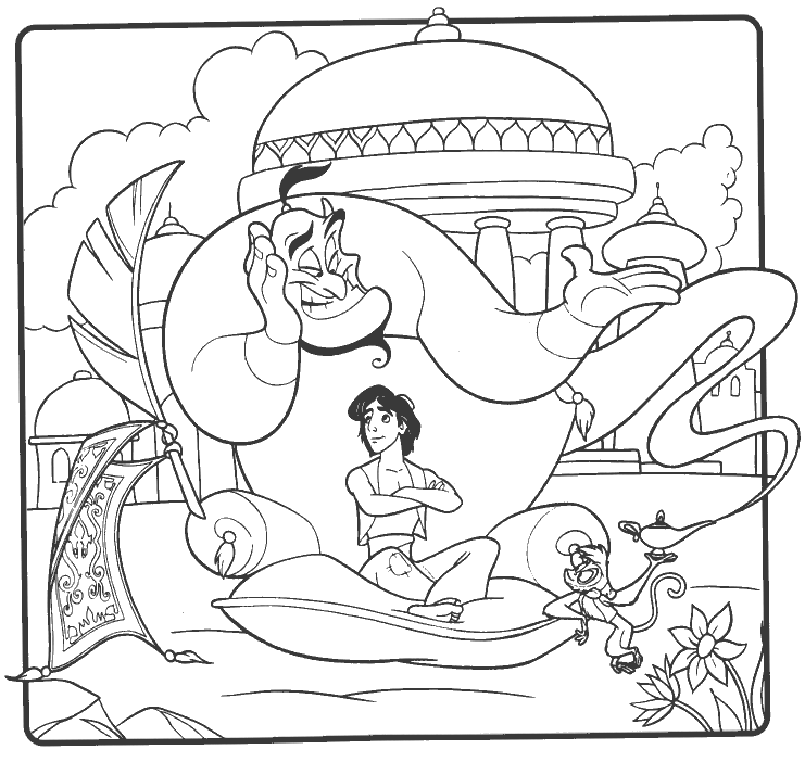 Aladdin Sitting On A Pillow Disney Coloring Pages61f5 Coloring Page