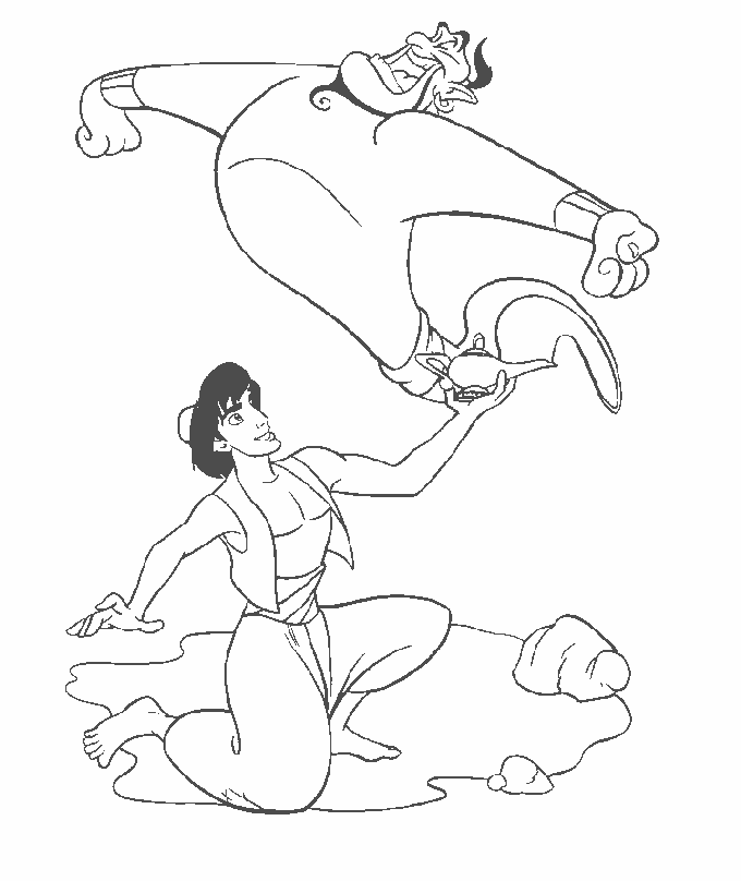 Aladdin Wakes Genie Up Disney Coloring Pages64aa Coloring Page