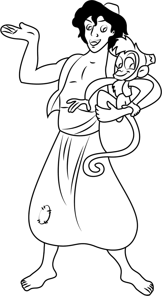 Aladdin With Tabu Coloring Page