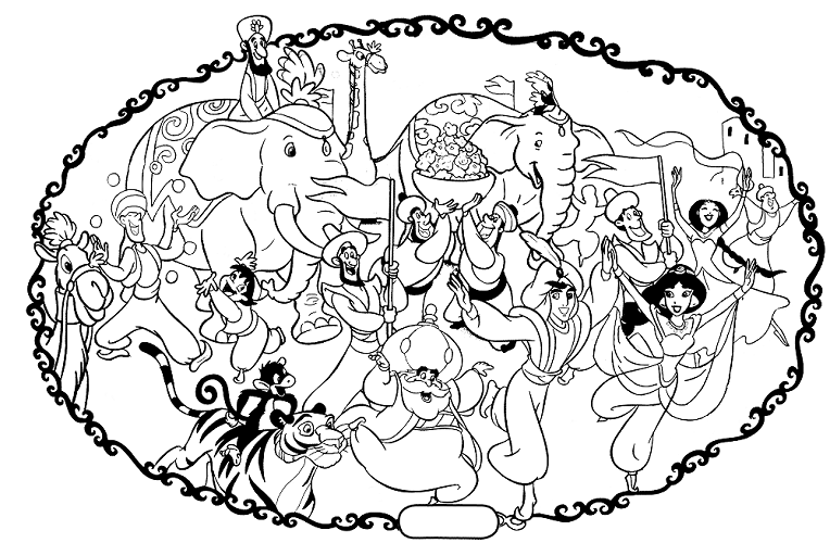 Aladdins Wedding With Elephants Disney Coloring Pages3b48 Coloring Page
