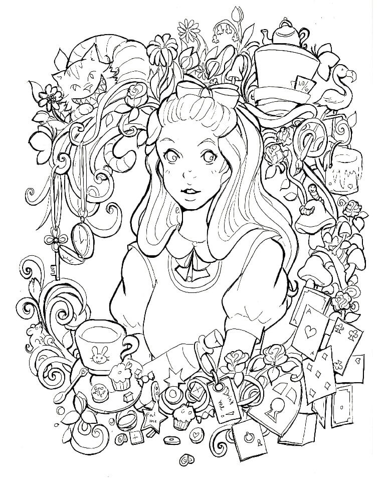 Alice Anime Girl Coloring Page
