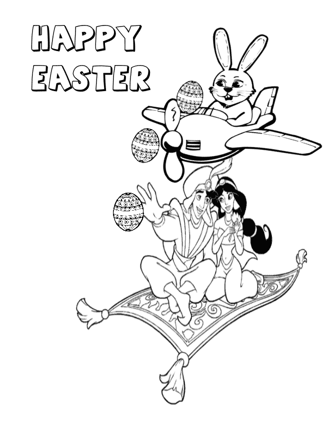 Alladin With Easter Bunny Coloring Page