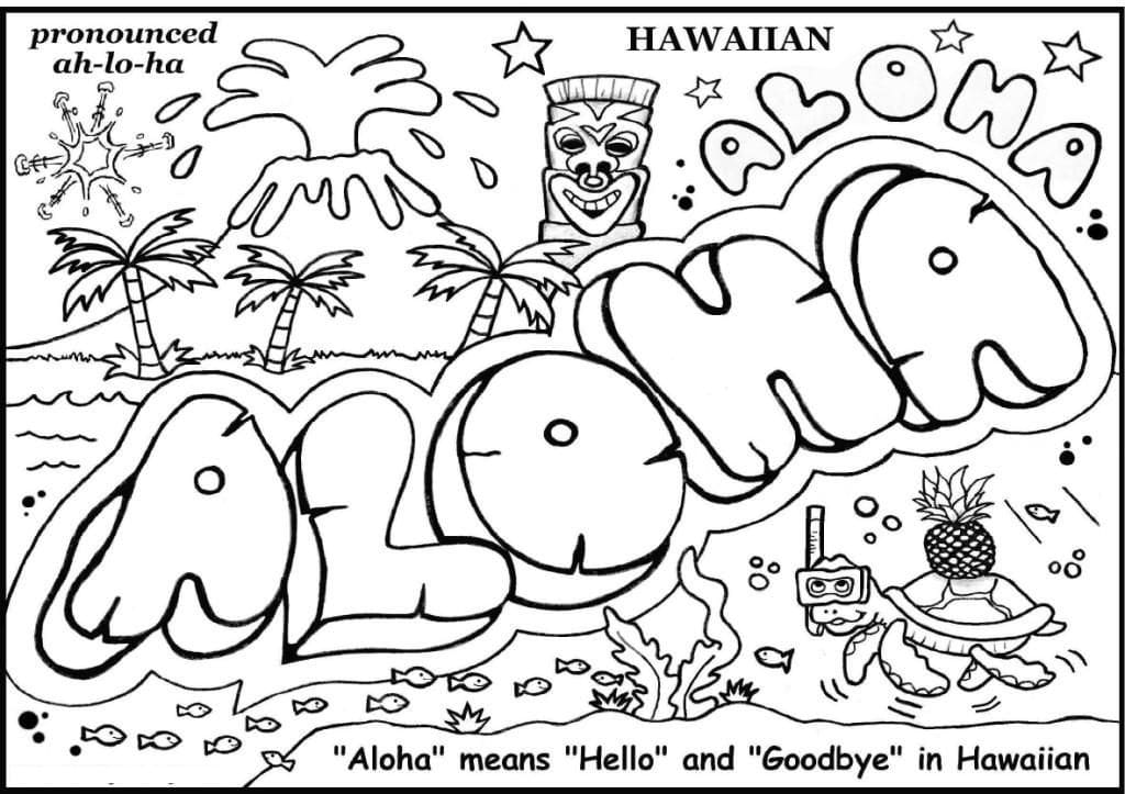 Aloha Printable Coloring Page