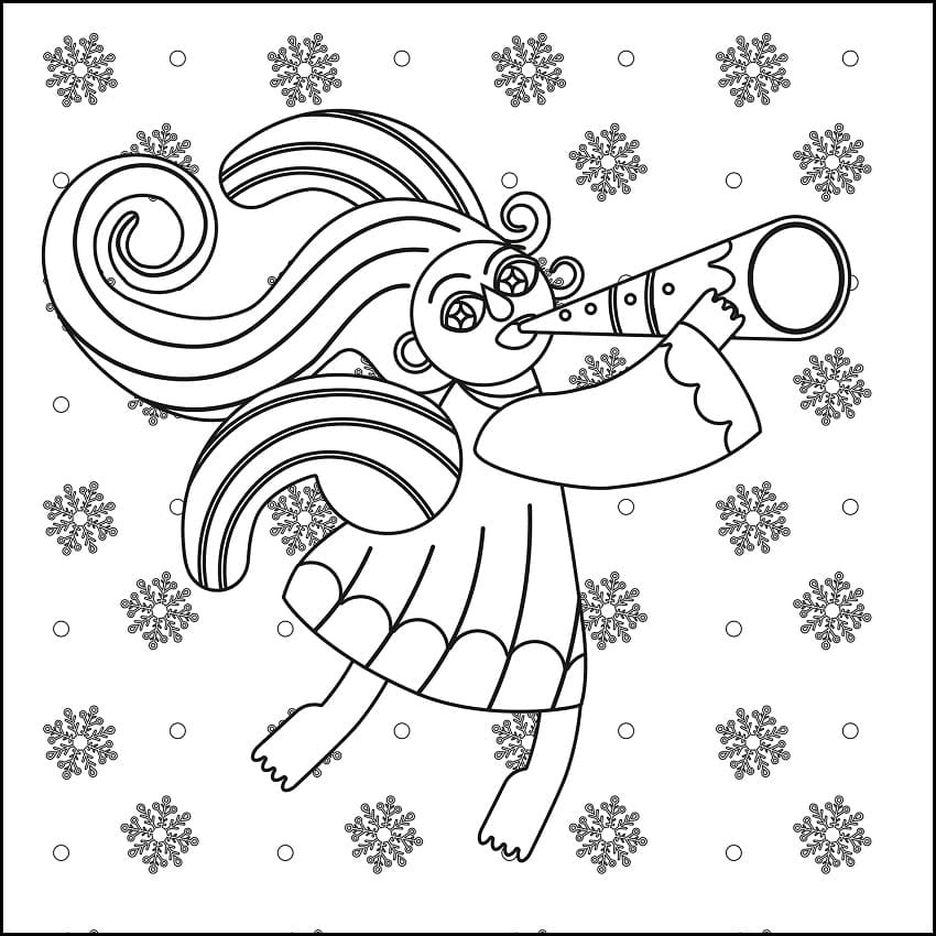 Amazing Christmas Angel Coloring Page