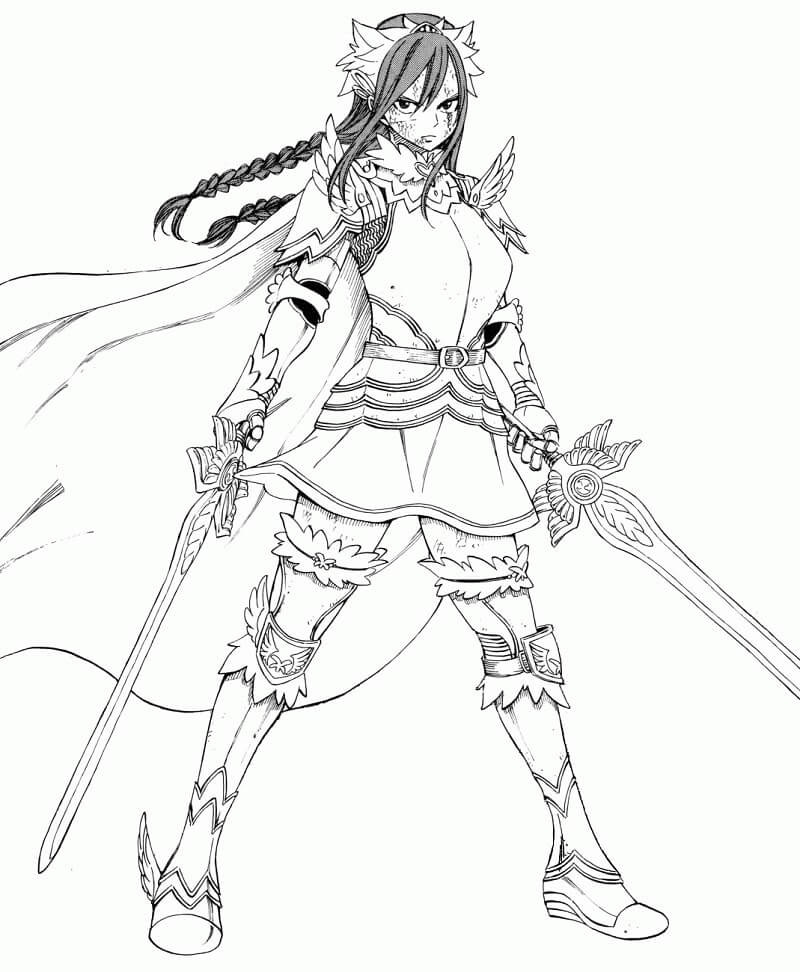 Amazing Erza Scarlet Coloring Page