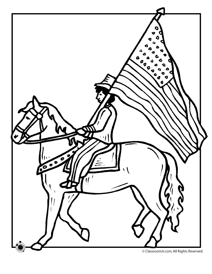 American Flag With Horse