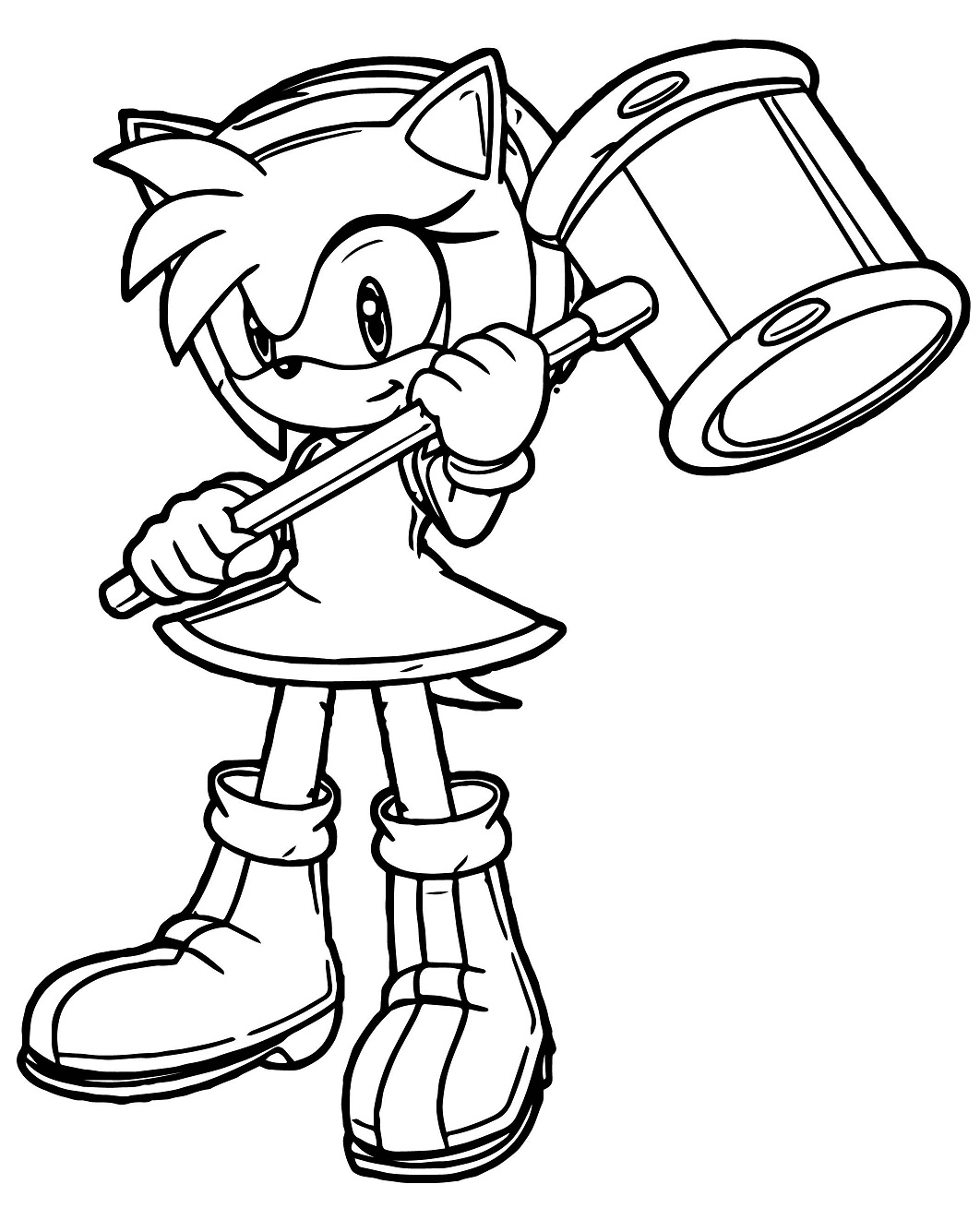 Amy Rose With Hammer Coloring Page